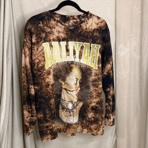 Aaliyah Graphic Long Sleeve Tee - Brown